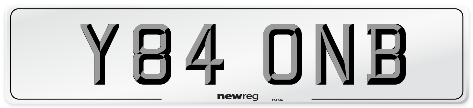 Y84 ONB Number Plate from New Reg